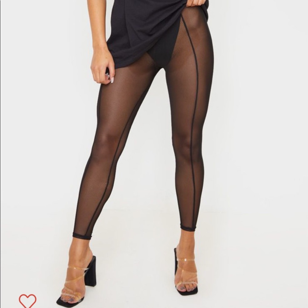 Black Mesh Seam Detail Legging